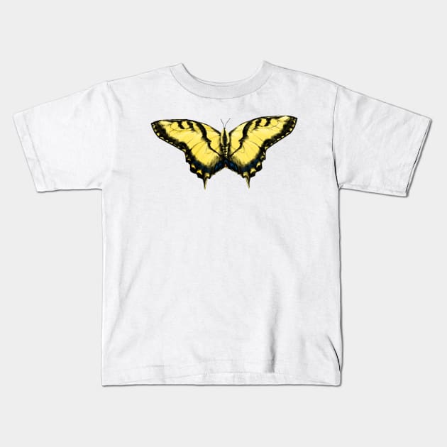 Western Tiger Swallowtail Butterfly Kids T-Shirt by FernheartDesign